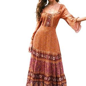 Arnhem Esmee Maxi Dress Gypsy Boho Paisley Floral Orange Purple 8